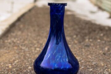 Dansk Dark Blue Glass Vase Ground Pontil